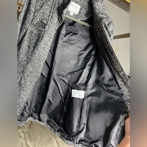 Nautica Tweed Coat Womens M Black White Houndstooth Jacket Preppy Y2K Academia - Picture 6 of 6